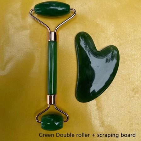 Naturlig Rosenkvarts Jade Roller Ansikts- och Kroppsmassagerulle Jade Sten Gua Sha Skrapa Ansiktslyft Skönhetsmassageverktyg