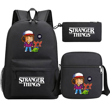 Stranger Things Ryggsekk 3-delt Sett Student Skolesekk Canvasveske 31