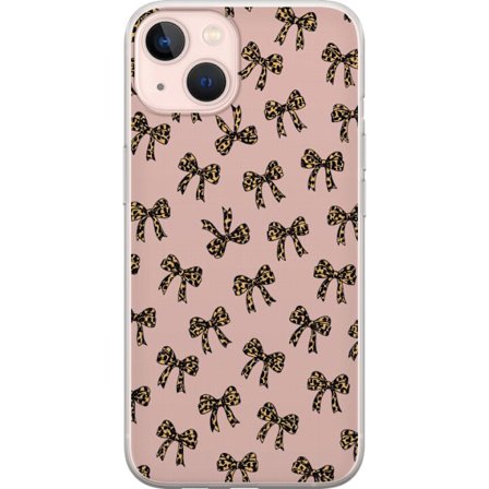 Kompatibelt Mobilskal till Apple iPhone 13 mini Leopard båge rosetter mönster rosa bakgrund leopard print bågar söta mode flickaktig retro design