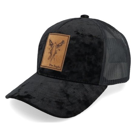 Iconic - Black - trucker - Cap - Eagle Face Engraved Patch Velvet Black Trucker - Hatstore