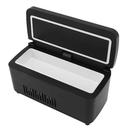 Insulin Køleboks Køleskab USB Opladningsport Forseglet 100‐240V Bærbar Insulin Køleboks til Opbevaring af Medicin Sort EU Stik