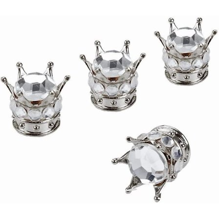 4 kpl Bling Bling -venttiilinhatun suojukset kromatut auton ajoneuvon kruunun käsin kristallikivi rengashatut, houkuttelevat pölyä hylkivät 