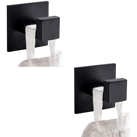 Krokki SUS 304 Ruostumaton Teräs Neliönmuotoinen Pyyhe Aamutakki Koukut Seinään Asennettava Itseliimautuva (Ei Porausta), - 2 kpl