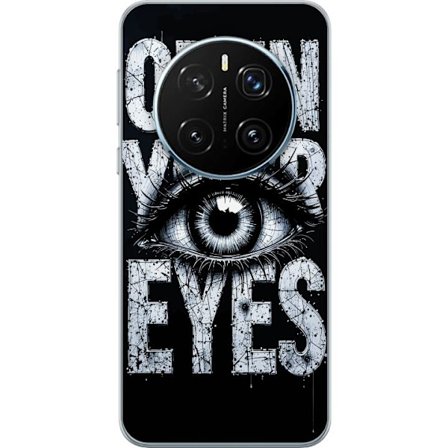 Yhteensopiva Puhelinkuori Honor Honor Magic7 Pro Tumma tyypillinen kuvaus silmällä ja teksti Open Your Eyes, vahva kontrasti ja raaka taiteellinen k