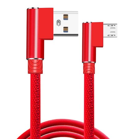 vinklad 90 graders laddningskabel USB a till USB c / iPhone Light (Micro-USB) röd
