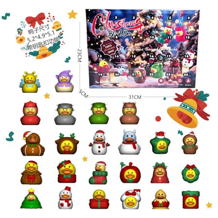 Barnas julekalender overraskelsesboks leketøy vinyl liten gul and adventskalender nedtelling julegavesett