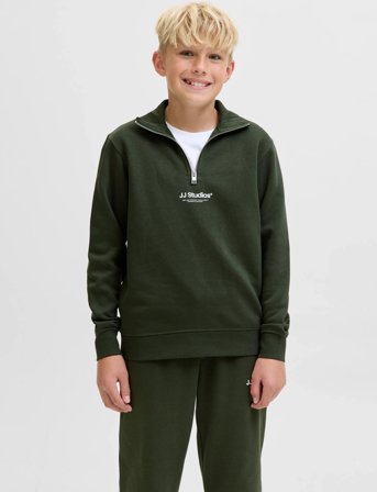 Jack & Jones Jjesoho Sweat Quarter Zip Hn Noos Jnr - Khaki green - 176