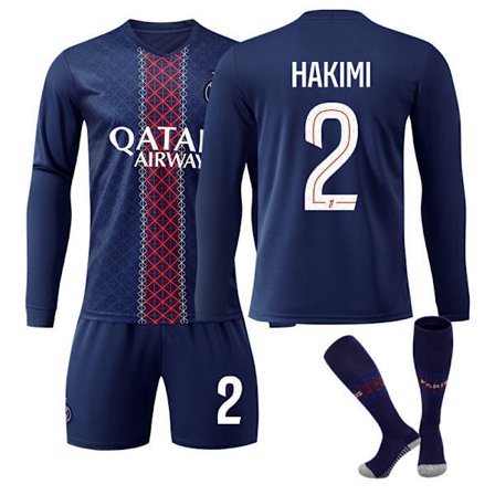 25-26 Paris Saint-Germain FC Kotipaita Pitkähihainen NO.2 HAKIMI Setti Lapset Aikuiset Jalkapallosetti Sukkien kanssa NO.2