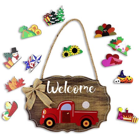 Velkomstskilt til hoveddøren, veranda, gårdhusvæg med Interc