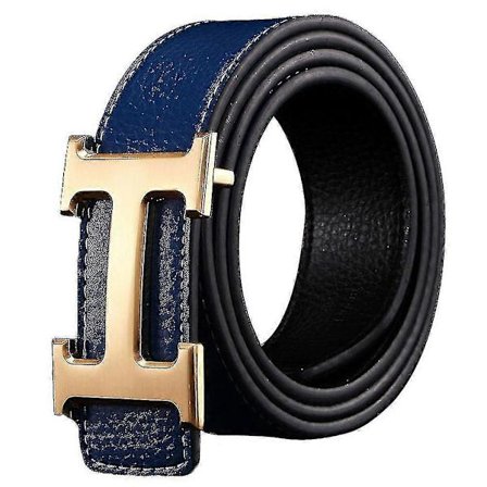 [14Y] Ny Stil Business Fritid Ekte PU Lær H Glatt Spenne Litchi Korn Belte For Menn
