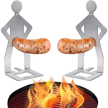 Sjov BBQ Stand Mand Pølseholder, Genanvendelig Rustfrit Stål Hotdog- og Pølsestativ