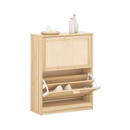 Rootz skoskab - Bambusopbevaring - Organiseringsenhed - Vippelås - 60 cm x 80 cm x 24 cm