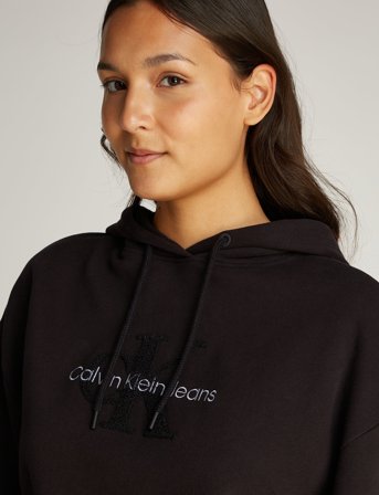 Calvin Klein Jeans Chenille Monologo Hoodie - Black - L