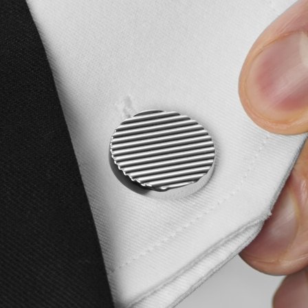 Ασημί Μανικετόκουμπα Circular for Men