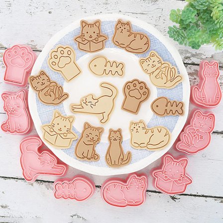8 kpl Cat Animals Cookie ters mould Muovinen mold