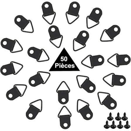 50 stk. D-ringe Billedramme Hængende Krog Ramme, D-ringe Billedramme Hængende Krog Skruer Til Fastgørelse af Billeder Til Hængende Ur, Malerier, 