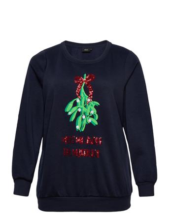 Mchristmas, L/S, Sweat Svetari Collegepaita Navy Zizzi