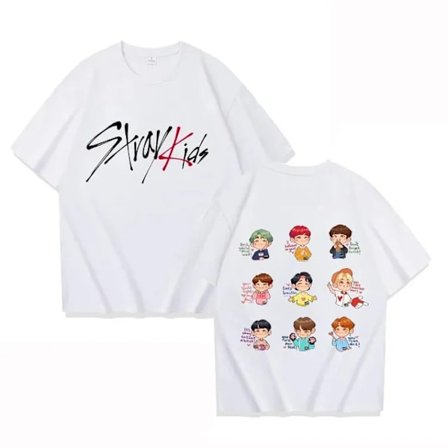 K-POP Stray Kids T-skjorte Menn Kvinner Trykt Høy Kvalitet Bomulls T-skjorte Kortermet T-skjorte Oversized T-skjorter Topper Klær