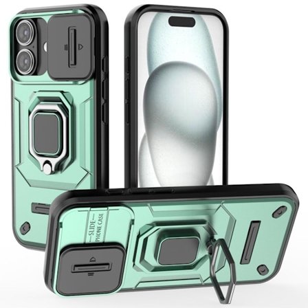 iPhone 16 Skal med ring - Grön