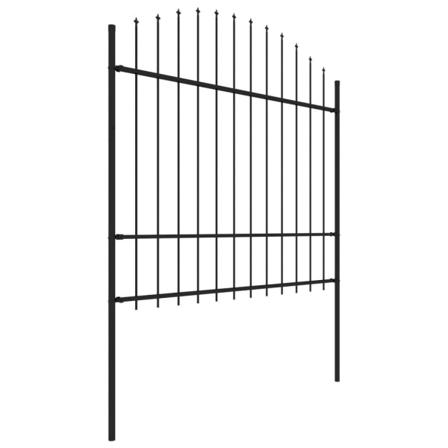 Vidaxl Trädgårdsstaket Med Spjuttopp Stål (1,5-1,75)x1,7 M Svart Svart