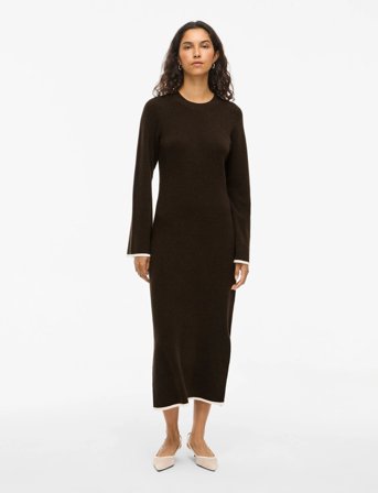Vila Vikerry O-Neck L/S Knit Maxi Dress-Noos - Brown - XL