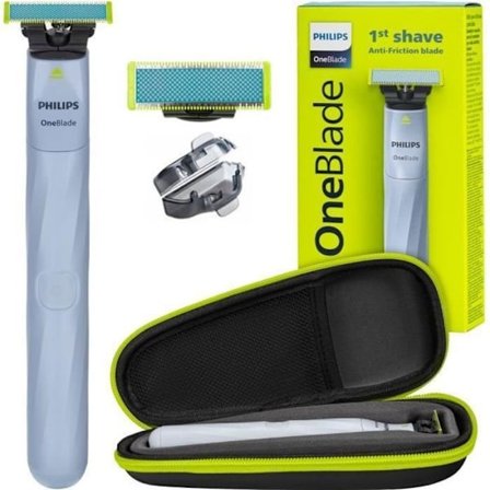 Elektrisk rakhyvel - Philips - OneBlade First Shave QP1324 20 - Anti-irritation - Vattentålig - Med reseetui