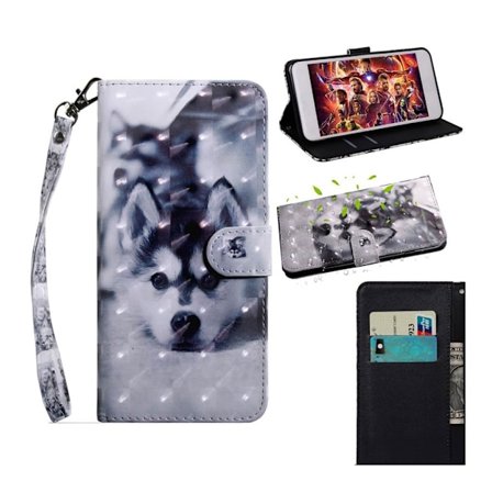 Samsung Galaxy A9 (2018) timantti koristeltu kuviollinen synteetti nahkainen lompakko suojakotelo mobiilirannekkeella - Koira