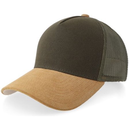 Equip - Grön trucker Keps - Olive Canvas/Wheat Suede A-frame Trucker @ Hatstore