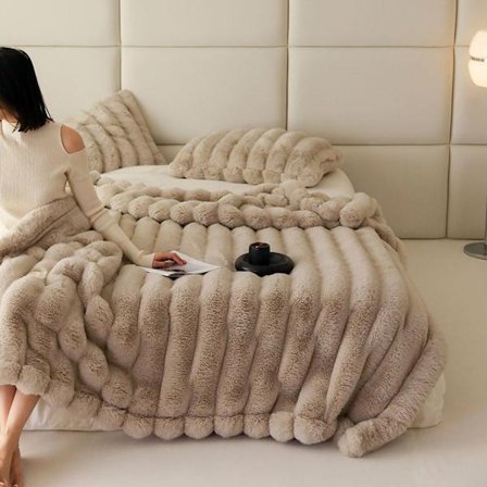 Konstgjord pälsfilt, tjock filt, mjuk, plysch