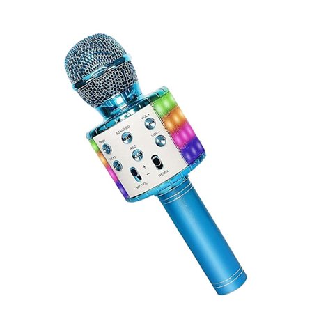 4 I 1 Bluetooth Karaoke Mikrofon Bærbar Højttaler Håndholdt Ktv-afspiller til hjemmet med optagefunktion & Led lys til børn legetøj