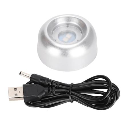 LED Lys Base Sølv Elf Farverig Lampe Lysende Holder Krystal Kugle Display Stativ