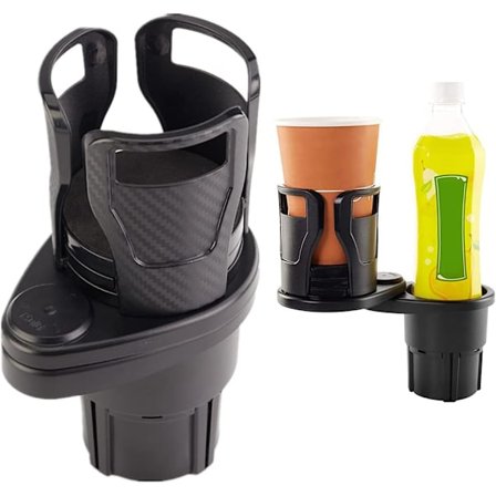 Sort Universal Bil Dobbelt Kopholder Justerbar Kopholder, 2 I 1 Multifunktionel Bilkopholder