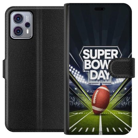 Yhteensopiva Lompakkokotelo Motorola Moto G23 Super Bowl Day juliste, jossa amerikkalainen jalkapallo valaistuksella varustetulla areenalla dramaattis