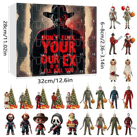 Nyhed: 24-dages Halloween Nedtælling, Horror Karakter Halloween Blind Box, Juletræsdekoration Vedhæng Størrelse A
