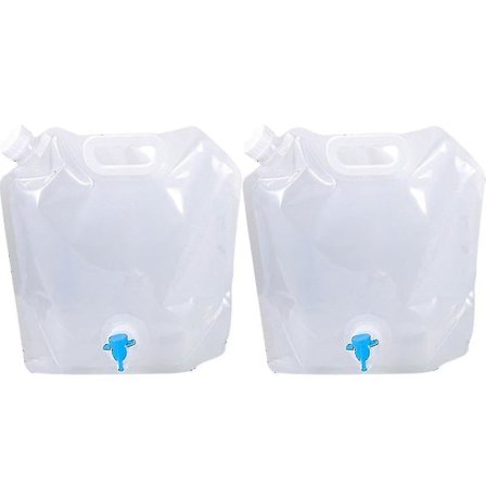 2-pack hopfällbara vattenbehållare med kran för camping och vandring