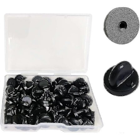 Gummi Pin Backings Butterfly Clutch Backs Pin Keepers til Uniform Badge Udskiftning (Sort, Pakke med