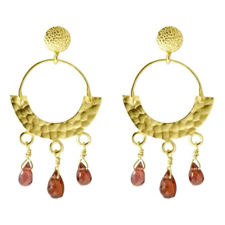 Dinari Jewels, Garnet Etno Earrings Geel, Dames, Maat:ONE Size