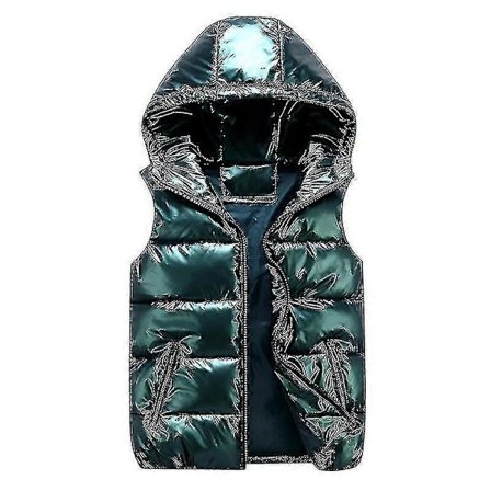 Unisex Skinnende Vattert Vest Hette Stand Krage Vest For Menn Og Kvinner