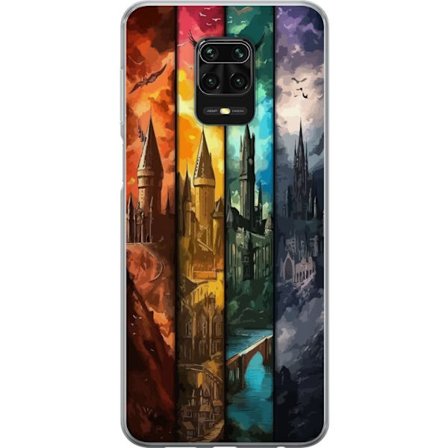 Kompatibel Mobilcover til Xiaomi Xiaomi Redmi Note 9S Fire magiske slotte i forskellige elementfarver, episk fantasykunst med ild vand luft og mørke