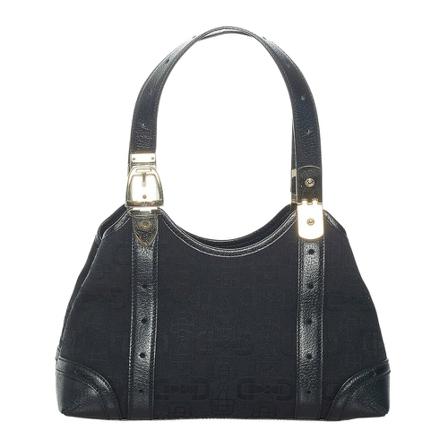 Gucci Vintage, Pre-owned Horsebit Canvas Handbag Zwart, Dames, Maat:ONE Size