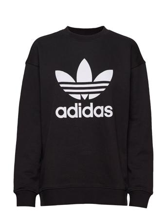 Trefoil Crew Sweatshirt Sweat-shirt Genser Svart Adidas Originals
