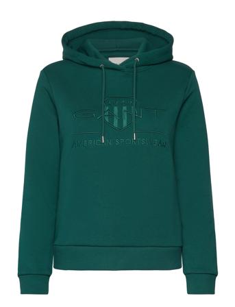Reg Tonal Shield Hoodie Tops Sweatshirts & Hoodies Hoodies Green GANT