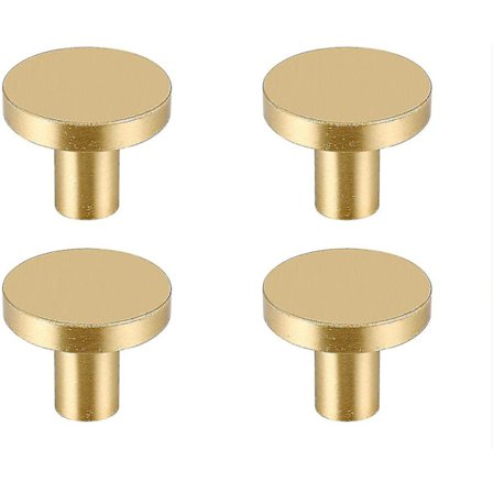 4 stk. Runde Skabshåndtag, Massivt Messing Skuffegreb, Skabshåndtag, Guld Skabsdørshåndtag