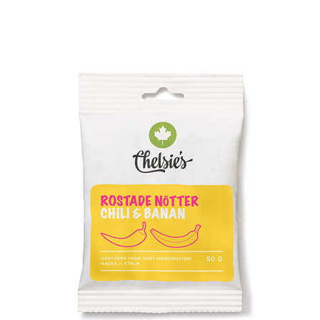 Chelsie s Organic Gourmet Prod Rostade Nötter Chili Och Banan 50 g