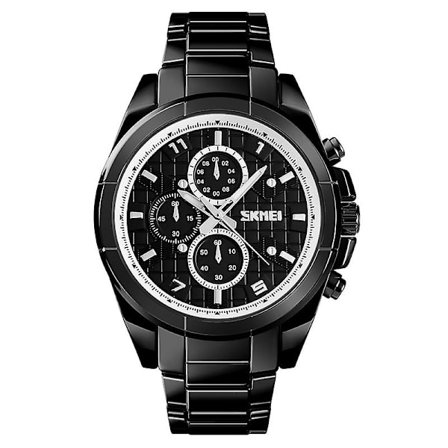 Skmei 1378 30m Vandtæt Metal Quartz Armbåndsur Sort