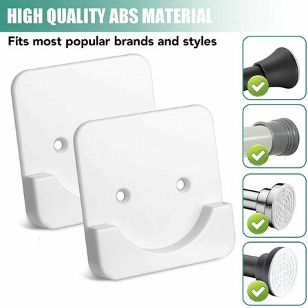 2x självhäftande duschgardinstång Spänningshållare Duschstångsmonterad hållarvägg,Vit