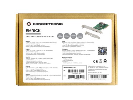 CONCEPTRONIC Emrick 2-Port Usb 3.2 Gen 2