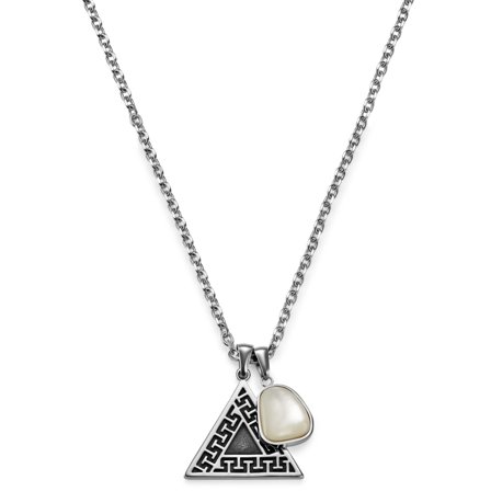 Atlantis | Collier à Double Pendentif Nacre & Triangle pour hommes - Chaînes en acier