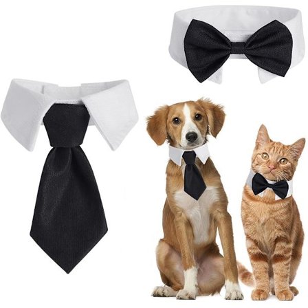 2-delt, justerbart hunde- og kattehalsbånd, bryllupskostume slips, kattehalsbånd, kæledyrskostume halsbånd, kattehalsbånd med butterfly, 