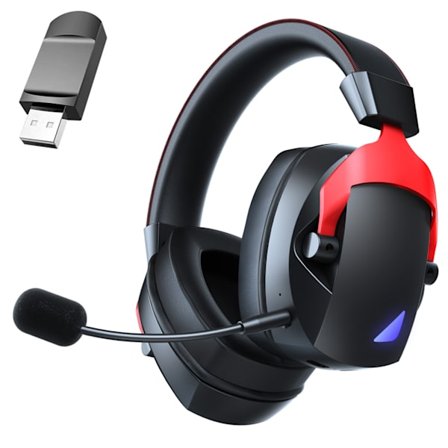 2.4G trådløst gaming headset Bluetooth USB over-ear-hovedtelefoner med 3,5 mm kablet stik og aftagelig støjreducerende mikrofon og LED-lys